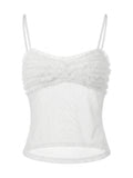 Women's Solid Color See Through Tank Tops Summer Fashionable Sleeveless Mesh Patchwork Slim Fit Camisole
