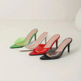 Spring and Summer New Style Fashion High Heels Women's Slippers Pointed Tip Concise Sexy Party Women's Shoes High 8cm Size 35-43