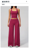 Women's Summer Two Piece Yoga Sets Slimming Sports Tank Top Lifted Buttocks High Waist Flare Pants Gym Fitness Suits Tracksuit