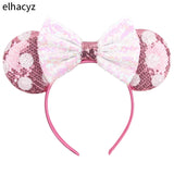 2025 Chic Disney Embroidery Sequin Minnie Ears Headband DOT Bow Hairband Girls Women Party Head Wear Kids DIY Hair Accessories