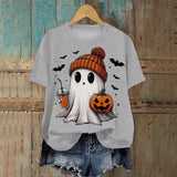 Cute Printed Halloween Shirt For Women Funny Crew Neck Short Sleeve Clothes Top Tee Shirts Halloween Cosplay Tops Humor T-Shirt