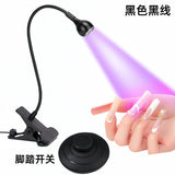 UV Nail Lamp, Foot Switch LED Linear Lamp, Gooseneck Flash Curing Lamp, Nail Drying Lamp with Desktop Clamp