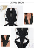 New Sexy One Piece Swimsuit Swimwear Women Black Deep V-neck Bandage Cross Backless Beachwear Bathing Suit Banadores Mujer 2026