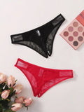 2 pairs of solid colored lace underwear with sexy hollow out fun triangle pants suitable for special occasions C901