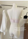 TikTok Viral MOYISU Summer Satin Bralette Strapless Push Up Bra&Set French Retro Anti Sag Lingerie Set Small Breast Support Gift