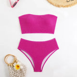 sexy ribbed bandeau bikinis sets two pieces women plain thong high waist swimsuits female bathing suit swimwear tankini biquini