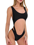 2026 Hollow Padded Swimsuit One Piece Sexy Solid Swimwear Women Black Bathers Bathing Swimming Swim Suit Beachwear Summer XXL