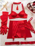 Toucheart Hot Lingerie Women Sexy Tassel Tempting Satin Spliced Mesh ip Skirt with Gloves Split Erotic Lingerie Sexy Underwear