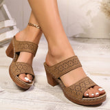 Plus Size Women's High Heels Platform Sandals Lightweight Thick Heel Summer Slippers Woman Comfort Non Slip Sandalias De Mujer