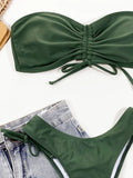 Sexy Lace Up Scrunch Butt Bandeau Bikini Female Swimsuit Women Swimwear Two-pieces Bikini Set Brazilian Bather Bathing Suit Swim