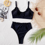 Bikini 2026 Sexy Swimwear Swimsuit Women Solid Ruffled High Waist Bikinis Set Bathing Suit Bikini Taille Haute Biquinis Feminino