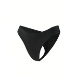 S - XL Black Scrunch Butt Thong Bikini Bottom Swim Brief Women Swimwear Female Bather Brazilian Tanga Panties Underwear V6864