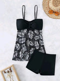 2026 Short Dress Tankini With Shorts Swimsuit Women Swimwear Female Padded Printed Bathing Swim Suit Swimming Beachwear Summer