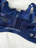 Floral Embroidery Sexy Lingerie Set Women Transparent Bralette Underwire Push Up Bra Panty 2 Piece Set