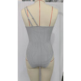 S - XXL Sexy One Shoulder High Cut Leg One Piece Swimsuit Women Swimwear Female Striped Monokini Bather Bathing Suit Swim K7096