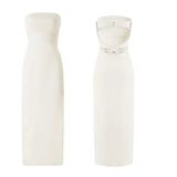 Women Evening Party Long Dress Backless Cut Out Strapless Straight Dress Summer Sexy Elegant Dresses