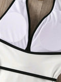 3D Flower Belt V Neck Splicing Halter Slim Women Swimwear One Piece Swimsuit Female Backless Monokini Bather Bathing Suit Swim