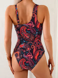 2026 Sexy Printed Swimsuit One Piece Hollow Swimwear Women Ring Linked Bathers Bathing Swimming Swim Suit Female Beachwear