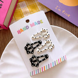 New polka dot hair clip black and white color clip girl versatile bangs clip hair accessory for short hair