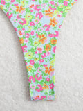 Floral Bandeau Thong Bikini 2025 Sexy Swimsuit Women Brazilian Swimwear Female Bathers Bathing Swimming Swim Suit Beachwear