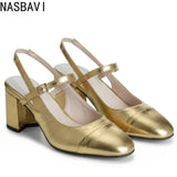 Women Denim Sandals French Style Modern Ladies Elegant 7cm Square Heel Single Single Shoes Summer Sandals Pumps Large Size 35-48