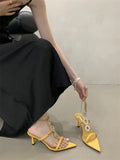 Sexy Pointed Toe Design High Heel French Mules Sandals Summer New Thin Heel Fashionable Sandals Dress Single Shoes Women 2026