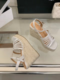 9cm Heeled Wedges Ankle Sandals Black Dress Shoes for Women T-Strap Silver Chunky Heels Summer Platform Bohemia Sandals 2026