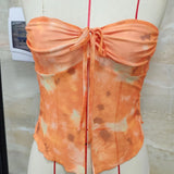 Summer Tank Tops for Women Sleeveless Tie-dye Print Cropped Street Vest Fashion Ruffle Tube Tops