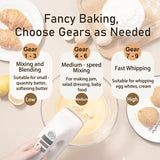 SUNATUR 400W DC Hand Mixer Electric Speed Control 304 Stainless Steel 6 Rods Set with Storage Base