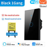 TNCE Tuya US Switch wifi zigbee, 1/2/3/4 gang, No-Neutral/Wire LED light control Wall Button, smart voice with Alexa Google Home