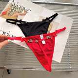 Sexy Girls Thong Women Panties Hot Metal Letter Chain G String Briefs Erotic Underwear Low Waist Female Intimates