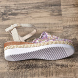 Hollow Fabric Roman Shoes Summer Travel Round Head Wedge Toe Fashion Sandals Comfortable Thick-sole Women's Shoes 2026