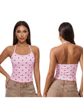 Women's Summer Halter Neck Tops Fashion Sleeveless Dota Print Slim Fit Cami Tops