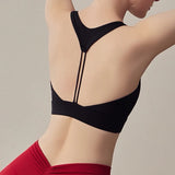 Women's Sexy Slim Strap Yoga Sports Bra Shock-Absorbing Gathered Back Design for Training Run Integrated Beautiful Back Style