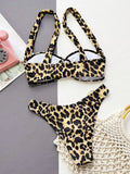 2026 Sexy Bikini Women Push Up Leopard Print Metal Circles Swimwear Swimsuit Bikinis Set Bathing Suit Beach Bikini Female New