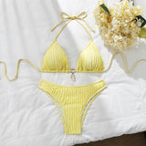 Sexy Wrinkled Halter Brazilian Bikini Women Swimwear Female Swimsuit Two-pieces Bikini Set High Cut Bathing Suit Swim Beach Wear