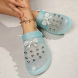 Pearls Bow Decor Platform Mules Sandals Women 2026 Anti Slip Sole Slip On Clogs Shoes Woman Breathable Thick Botom Beach Sandles
