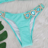 Diamond Rhinestone Bikini  Female Swimsuit Women Swimwear Two-Pieces Bikini Set With Hairbands Bather Bathing Suit Swim V3047G