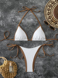 Halter Triangle String Thong Bikinis 2026 Women Sexy Swimsuit Solid Brazilian Swimwear Female Bathers Bathing Swimming Swim Suit