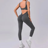 Seamless Yoga Jumpsuits Sports Fitness Hip-lifting Hollow Beauty Back One-piece Workout Running Gym Leggings Bodysuits for Women