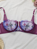 High-quality purple embroidered lingerie sexy semi-transparent bra sexy brassiere women's underwear YS2933