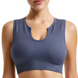 New Sports Bra Women Sexy Deep U-neck Push Up Gym Jogging Yoga Fitness Shockproof Vest Crop Tops Female Sport Bras Set for Women