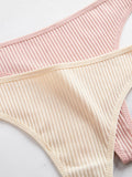 10 PCS Multicolor Women Ribbed Thongs Soft Viscose Blend Low Waist T-back Panties for Daily Wear