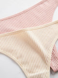 10 PCS Multicolor Women Ribbed Thongs Soft Viscose Blend Low Waist T-back Panties for Daily Wear