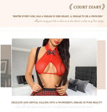 Toucheart Sexy Uniform Temptation Jumpsuit For Women Cosplay Mesh Plaid Perspective JK Sex Suit Mesh Patchwork Uniform Set New