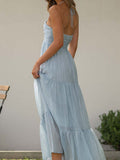 Foridol Backless Sexy Summer Dress for Women Off Shoulder Halter Long Dress Green V Neck Holiday Beach Sundress Party Boho Dress