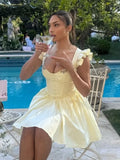 Floral Embroidery Cotton Summer Women's Dress Sleeveless Buttons Decor Short Mini Dress Elegant Yellow A-line New in Dress 2025
