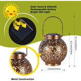 Solar LED Lantern Outdoor Iron Art Hanging Light Carved Hollow Design Waterproof Landscape Projection Lamp for Yard Garden Decor