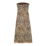 2024 Dress For Women Summer Chic Print Mesh Sleeveless Sexy Side Slit Slim Dresses Wild Beach Resort Style Woman Dress