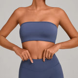 Padded Backless Bandeau Sports Bra Gym Women Crop Tube Top Seamless Yoga Top Sexy Workout Sportswear Push-up Fitness Underwear